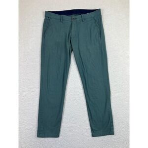 Allen Solly Pants Mens 34 Green Slim Fit Stretch Chinos Casual Flat Front